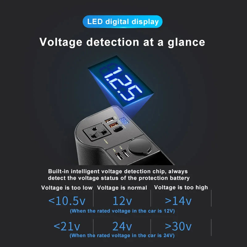 SEAMETAL Car Organizer Storage with 12V/24V to 220V Inverter 4-USB Ports QC3.0 Fast Charging for SmartphoneSeat Crevice Storage Box
