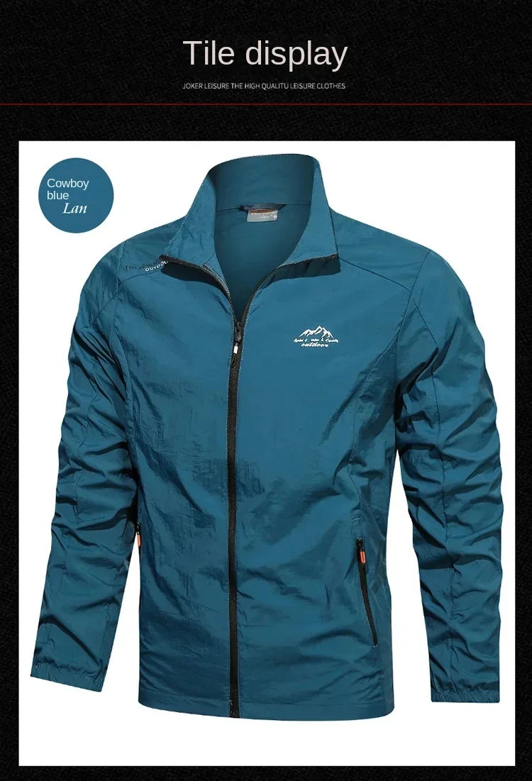 Men Summer Windbreaker Zip Pockets Uv Sun Protection Jackets Breathable Ultra-light Working Clothes Outdoor Skin Thin Coats Camp