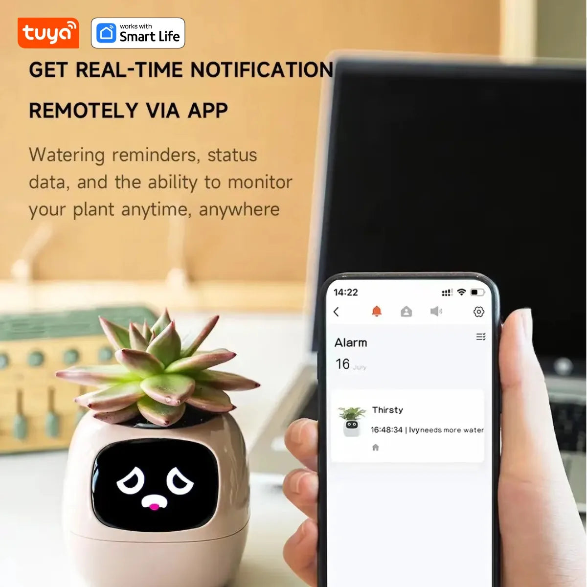 Smart Planter Tuya Ivy Endless Fun Over 49 Rich Expressions,7 smart sensors,AI Chips Make Raising Plants Easy and Fun