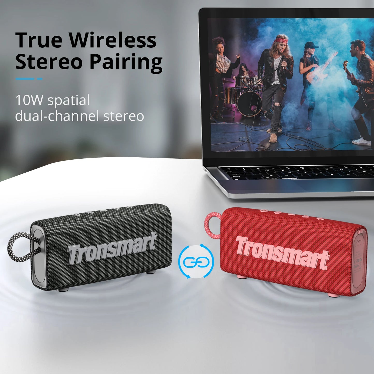 Portable Bluetooth 5.3 Speaker Tronsmart Trip Speaker Dual-Driver with IPX7 Waterproof, True Wireless Stereo for Outdoor speaker