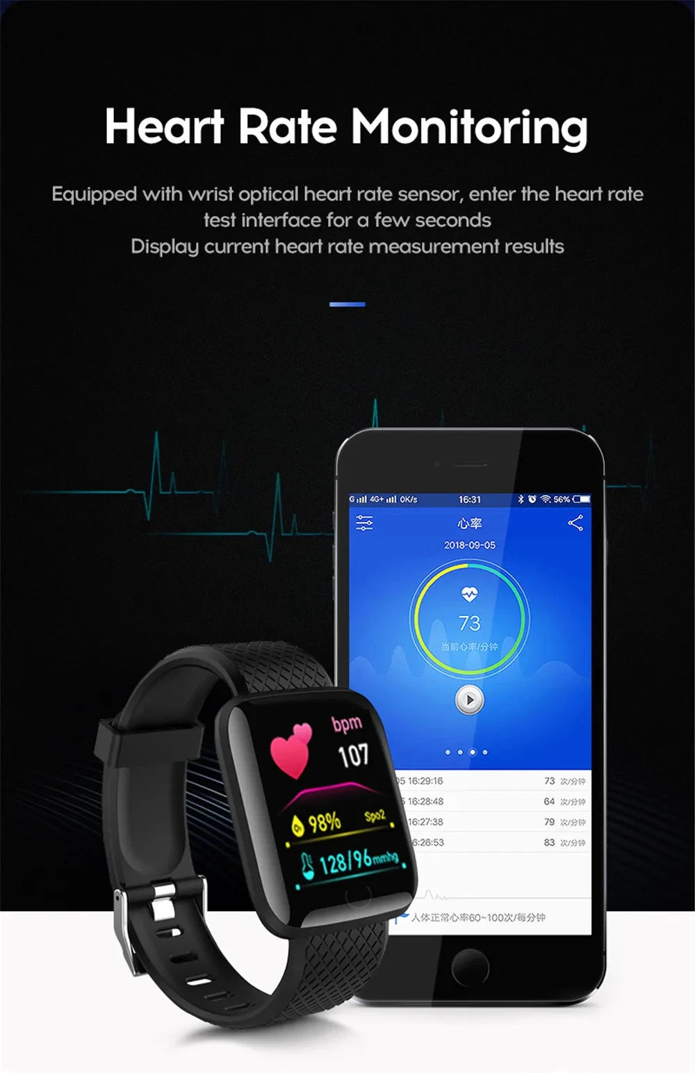 Multifunction Smart Watch For Men Women Kids Message Remind Music Control Sport Step Calories D13 Smartwatch Alarm Clock