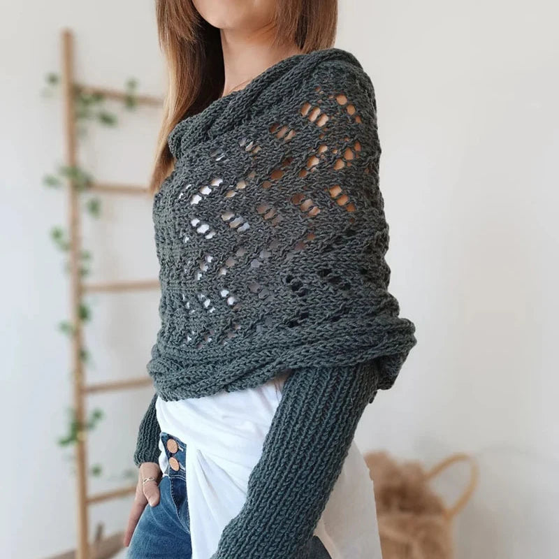 2024 Scarf With Sleeves Women Soft Knitted Wrap New Fashionable Pullover Shawl Windproof Warm Autumn Winter Poncho
