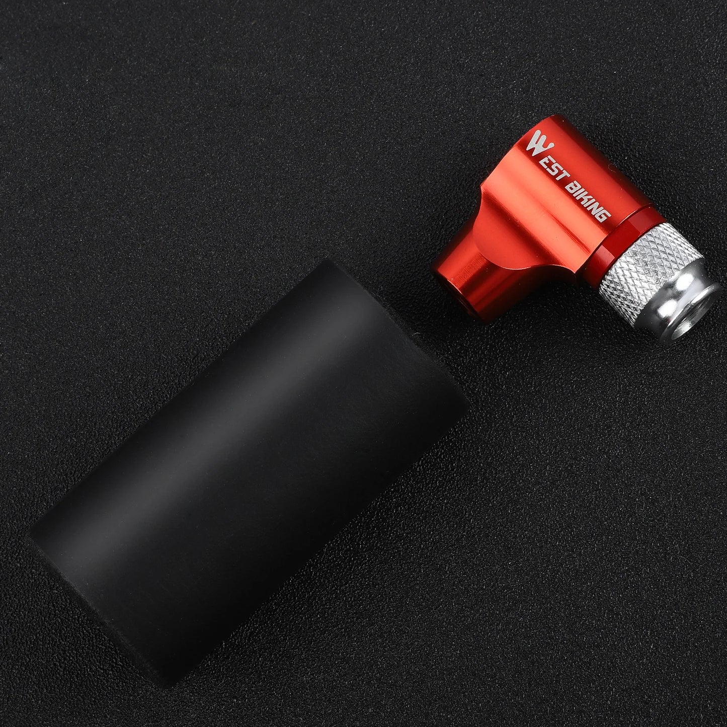 WEST BIKING Portable Bike Pump CO2 Air Inflator Insulated Cover Schrader & Presta Valve Mini Bicycle Pump Bicycle Accessories