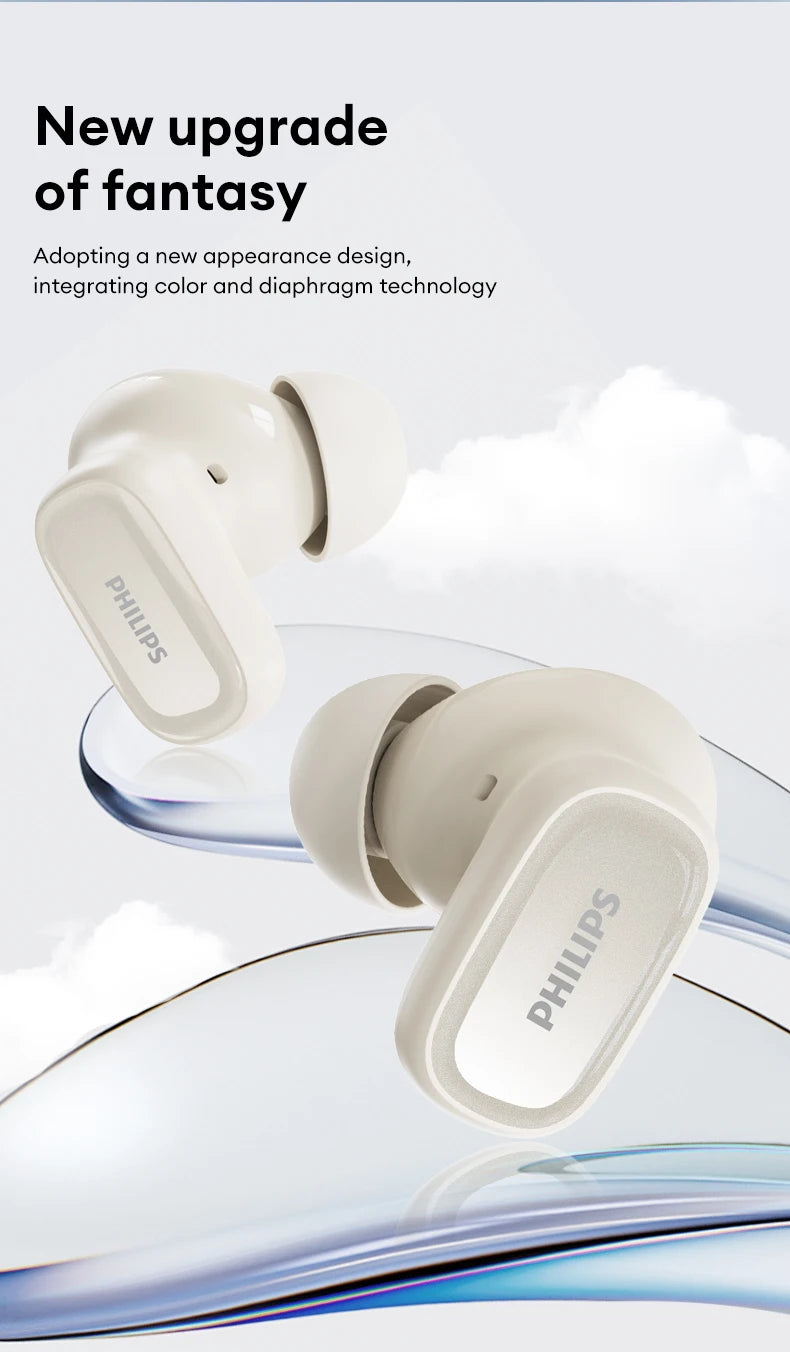 Original Philips TAT2569 Wireless Bluetooth V5.4 Noise Reduction IPX4 Waterproof Sport Earbuds t New Low Latency Gaming Headse