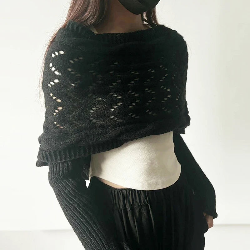 2024 Scarf With Sleeves Women Soft Knitted Wrap New Fashionable Pullover Shawl Windproof Warm Autumn Winter Poncho