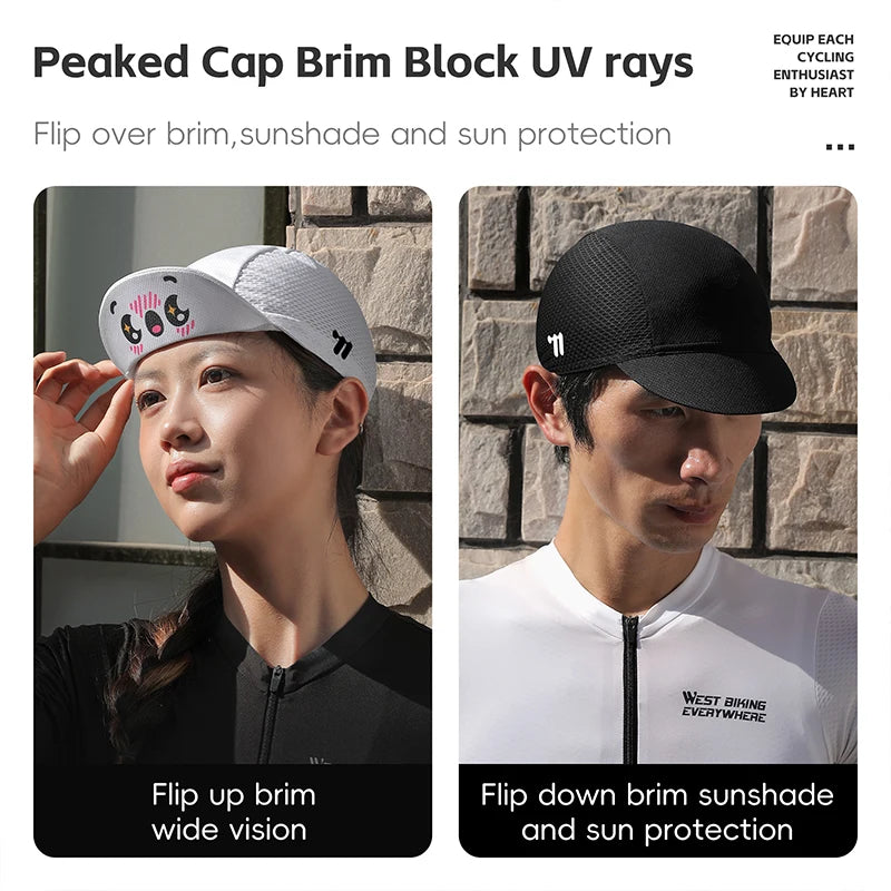 WEST BIKING Cycling Cap With Brim Sun Protection Summer Breathable Sports Quick Dry Bicycle Hat Men Bike Headwear Gorra Ciclismo