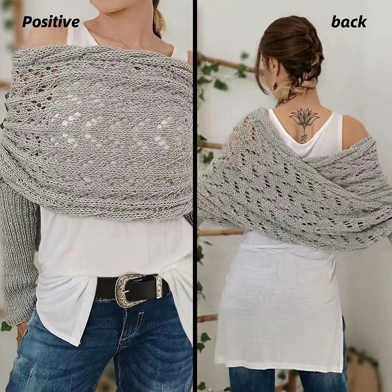 2024 Scarf With Sleeves Women Soft Knitted Wrap New Fashionable Pullover Shawl Windproof Warm Autumn Winter Poncho