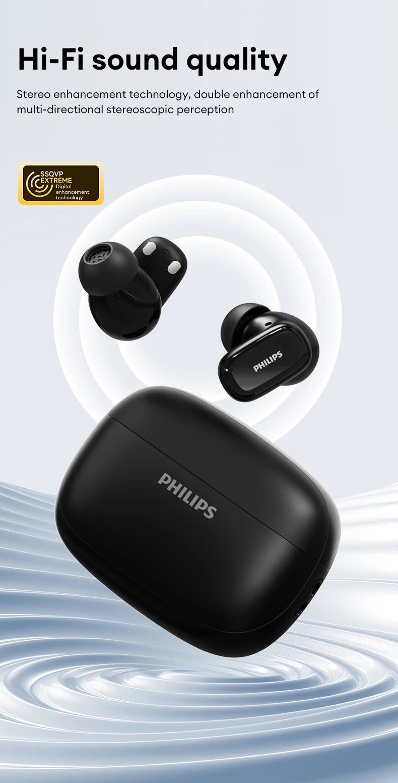 Original Philips TAT2569 Wireless Bluetooth V5.4 Noise Reduction IPX4 Waterproof Sport Earbuds t New Low Latency Gaming Headse