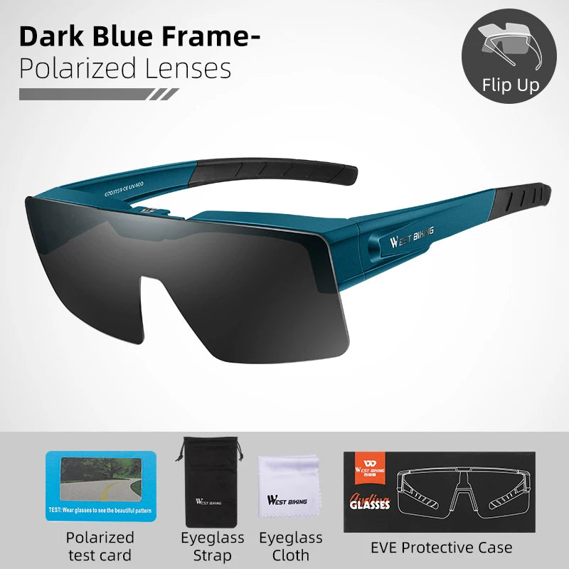 WEST BIKING Photochromic Cycling Glasses Sports Sunglasses Men Fit Over Myopia MTB Road Cycling Eyewear Fishing Driving Goggles