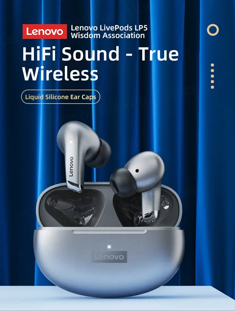 Choice Lenovo LP5 Wireless Bluetooth Earbuds HiFi Music Earphones Headphones Sports Waterproof Headset With Mic Earbuds Business