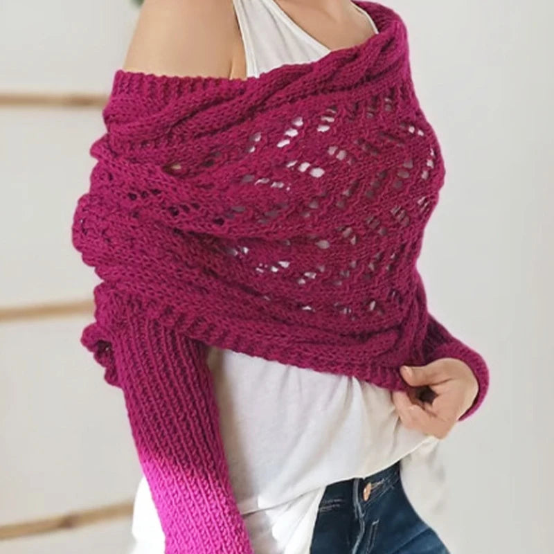 2024 Scarf With Sleeves Women Soft Knitted Wrap New Fashionable Pullover Shawl Windproof Warm Autumn Winter Poncho