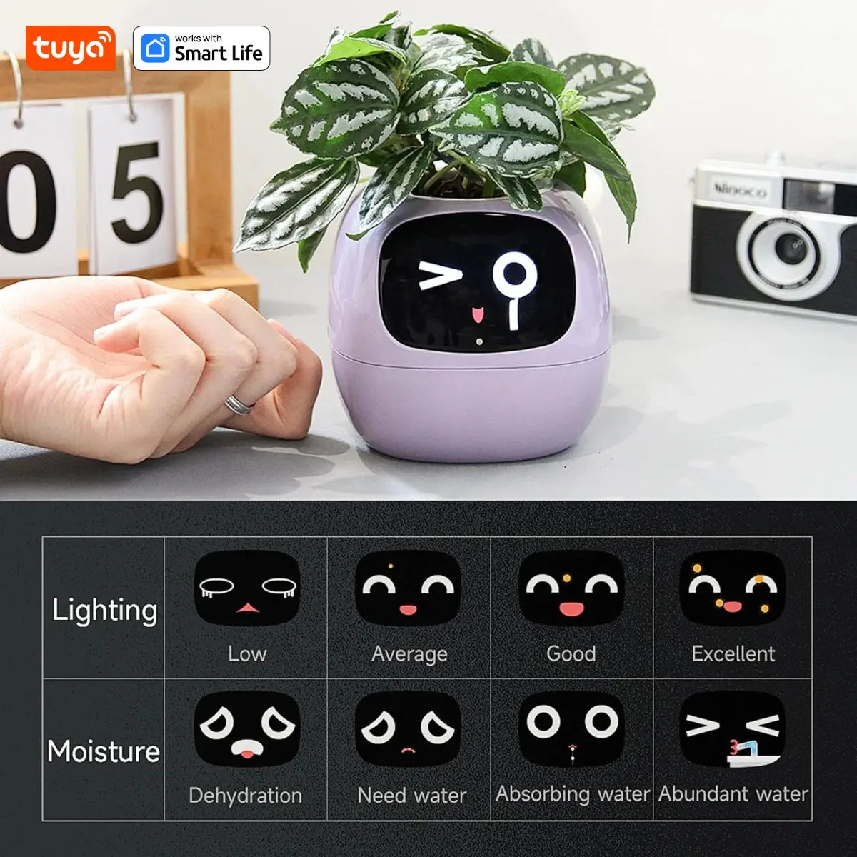 Smart Planter Tuya Ivy Endless Fun Over 49 Rich Expressions,7 smart sensors,AI Chips Make Raising Plants Easy and Fun