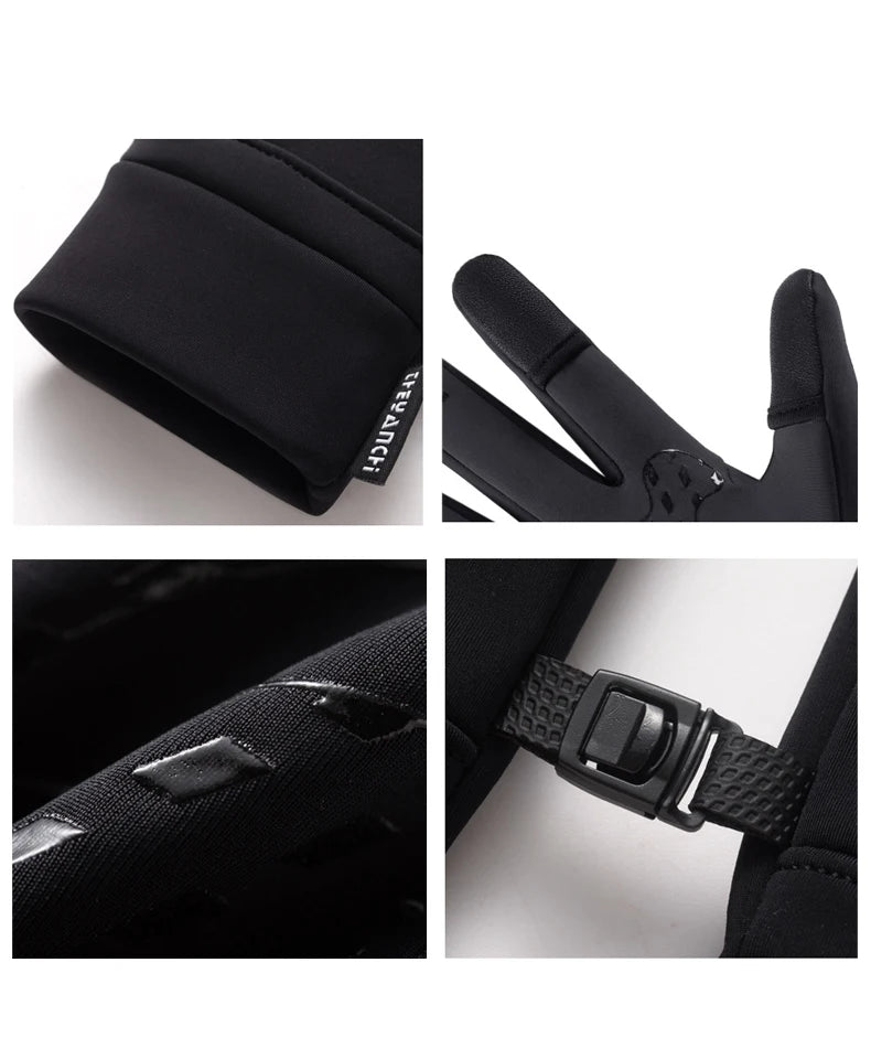 Winter Warm Touch Screen Gloves Outdoor Windproof Waterproof Cold-proof Gloves Men Driving Cycling Fishing Ski Gloves
