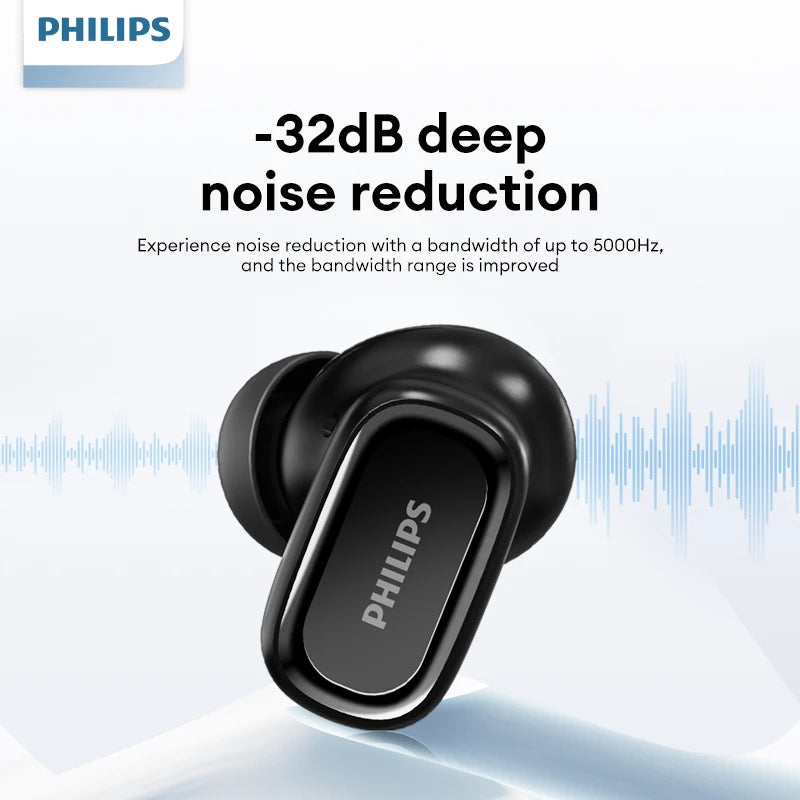 Original Philips TAT2569 Wireless Bluetooth V5.4 Noise Reduction IPX4 Waterproof Sport Earbuds t New Low Latency Gaming Headse