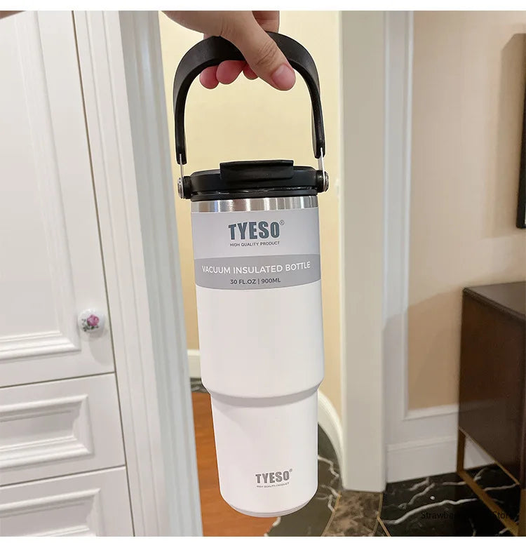 TYESO Stainless Steel Double-layer Coffee Cup Cold And Hot Car Mug Vacuum Flask Travel Thermos Bottle Portable Car Water Bottle
