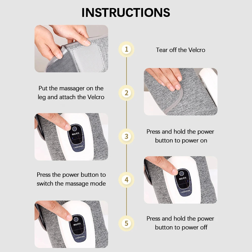 Electric 360° Air Pressure Calf Massager Wireless Leg Massage 3 Mode Airbag Compression Relax Foot Calf Muscle Blood Circulation