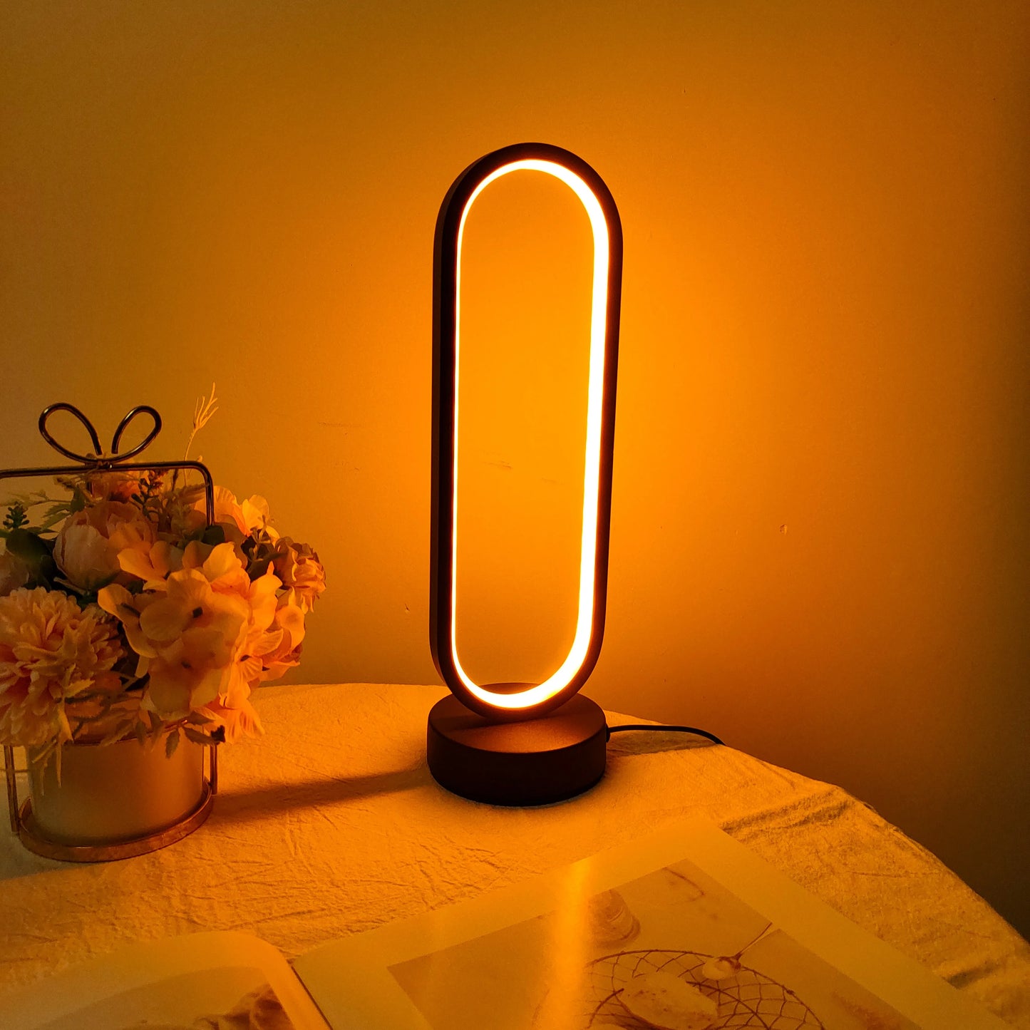 Bedroom Ring Lamp Living Room Three-color Dimming Bedside Lamp LED Night Light