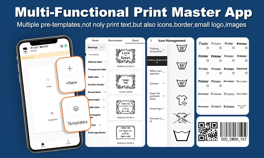 Phomemo M110 Thermal Wireless Label Printer Portable Bluetooth Sticker Mini Printer Barcode Label Maker Price Tag Printers DIY