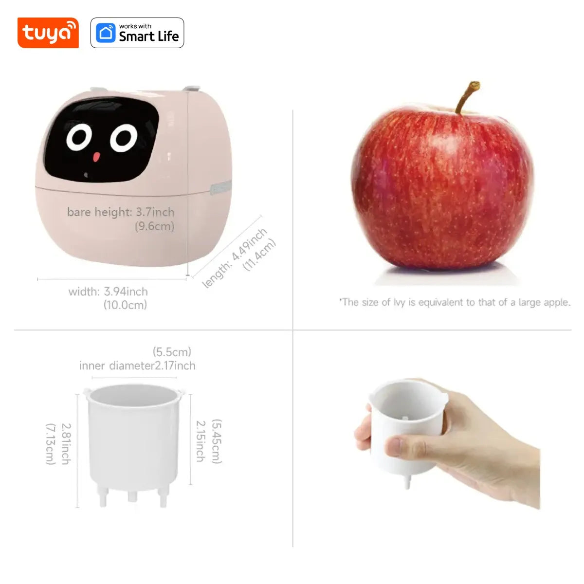 Smart Planter Tuya Ivy Endless Fun Over 49 Rich Expressions,7 smart sensors,AI Chips Make Raising Plants Easy and Fun