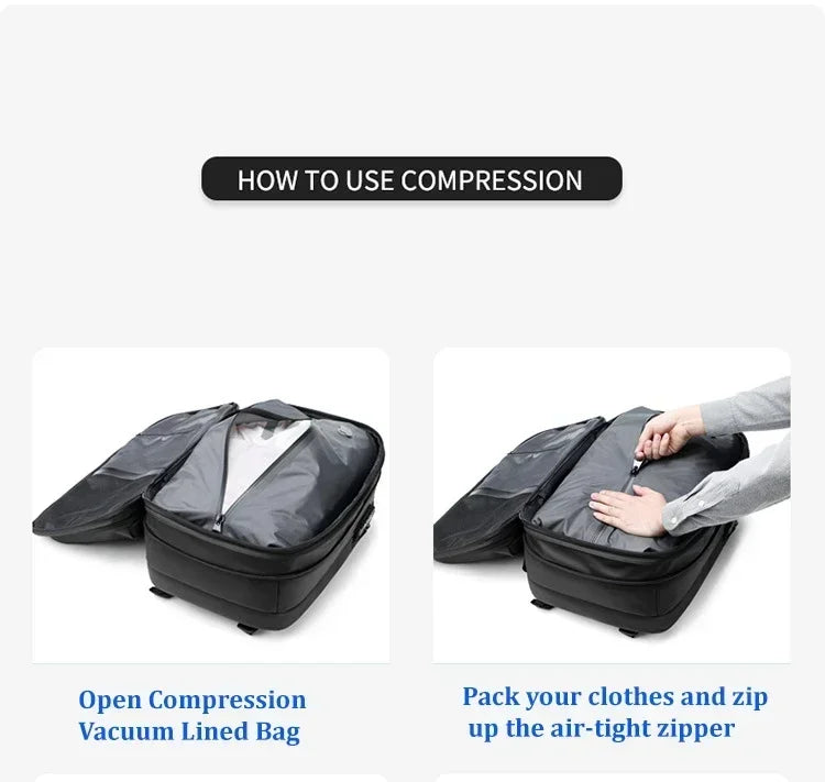 Travel Men 17 Inch Laptop Backpack Vacuum Compression Backpack Business Large Capacity School Backpack Expand Outdoor