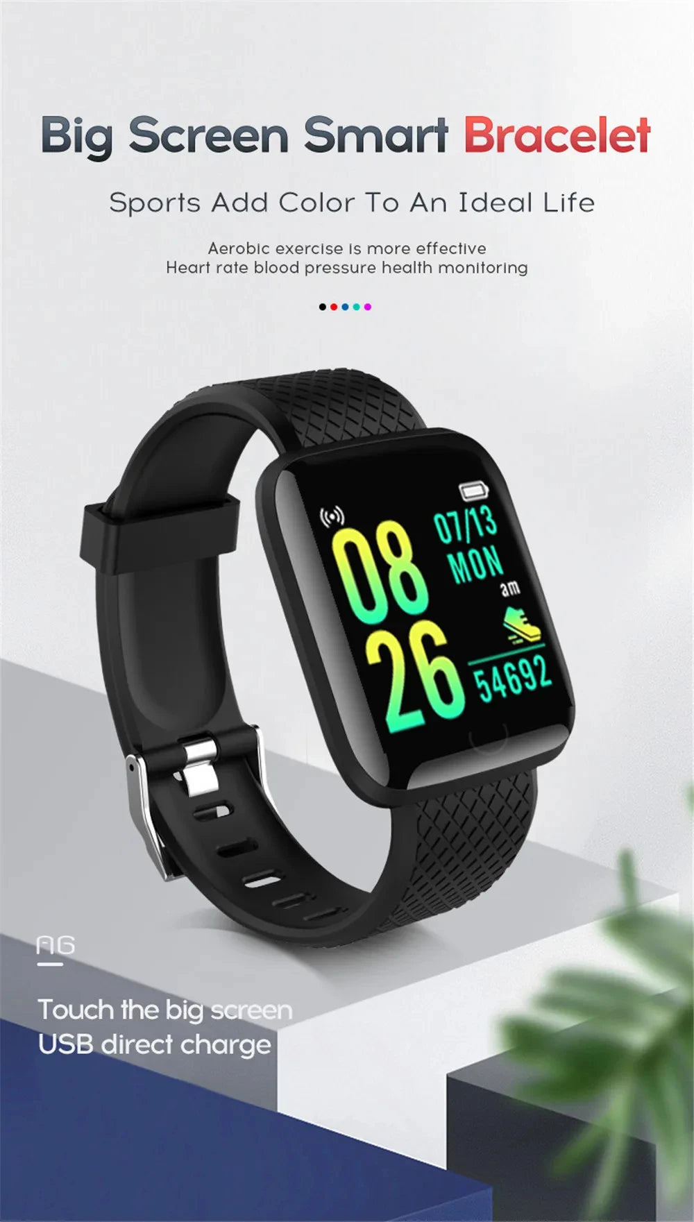 Multifunction Smart Watch For Men Women Kids Message Remind Music Control Sport Step Calories D13 Smartwatch Alarm Clock