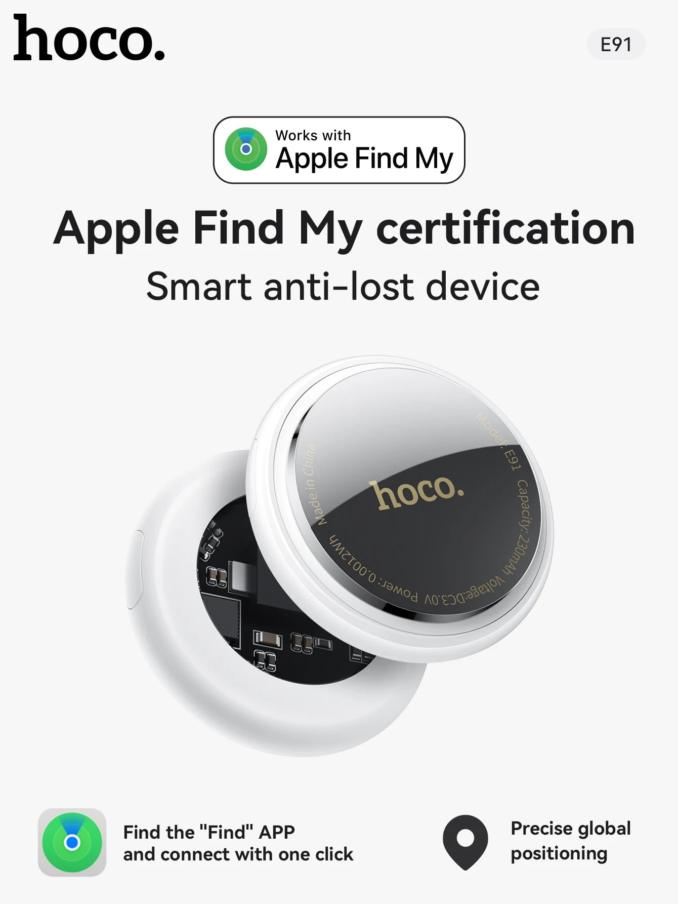 E91 Airtag Bluetooth GPS Smart Trackers Finder intelligent positioning Pet Dog Car key Wallet anti-lost device Find my