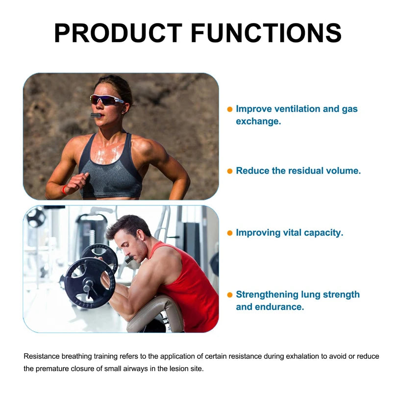 Breathing Trainer Lung Flexer Durable Fitness Exerciser Increases Lung Capacity Breath Adjustable Levels Deep Breath