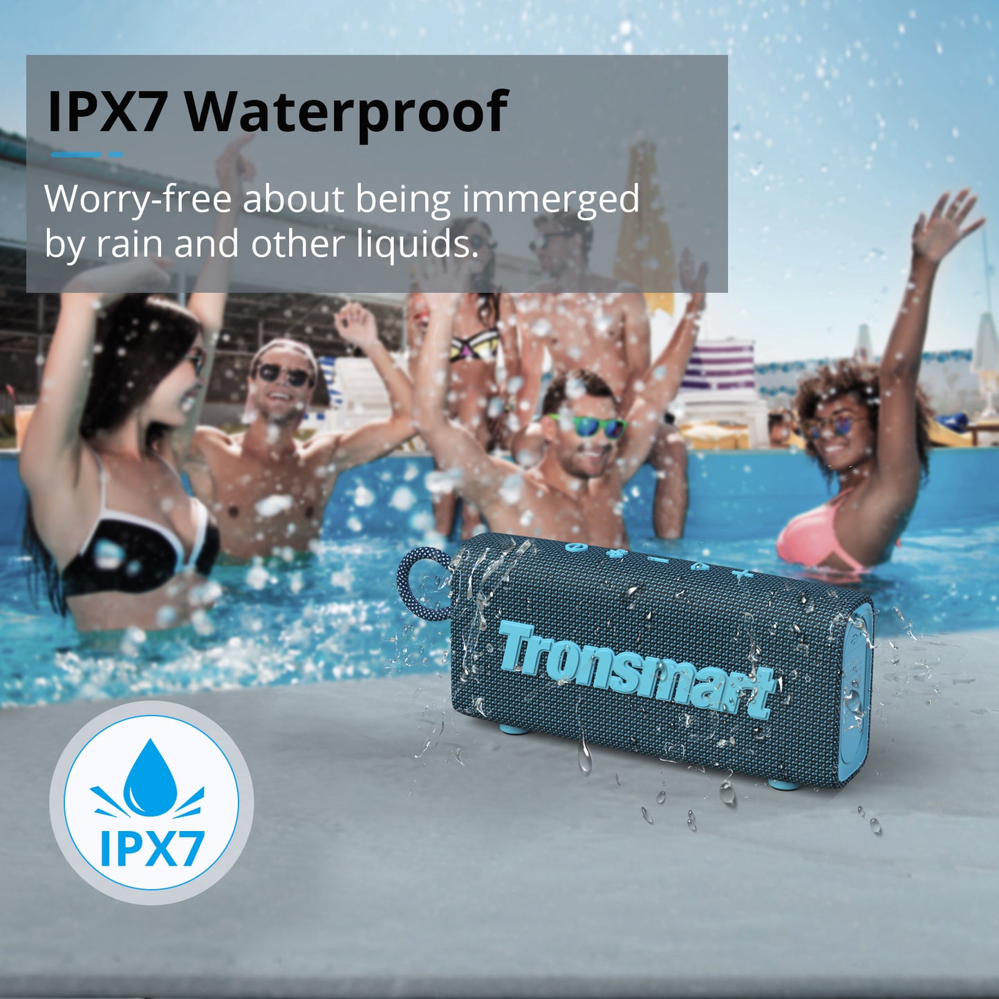 Portable Bluetooth 5.3 Speaker Tronsmart Trip Speaker Dual-Driver with IPX7 Waterproof, True Wireless Stereo for Outdoor speaker