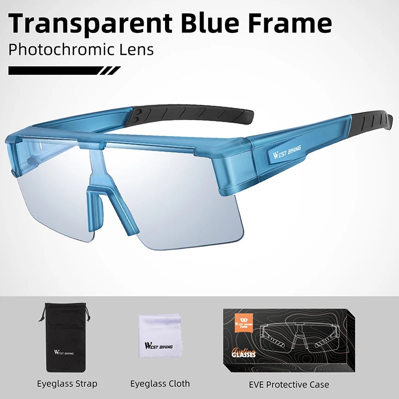 WEST BIKING Cycling Glasses Photochromic MTB Road Bike Glasses UV400 Protection Sunglasses Sport Polarized Eyewear Goggles
