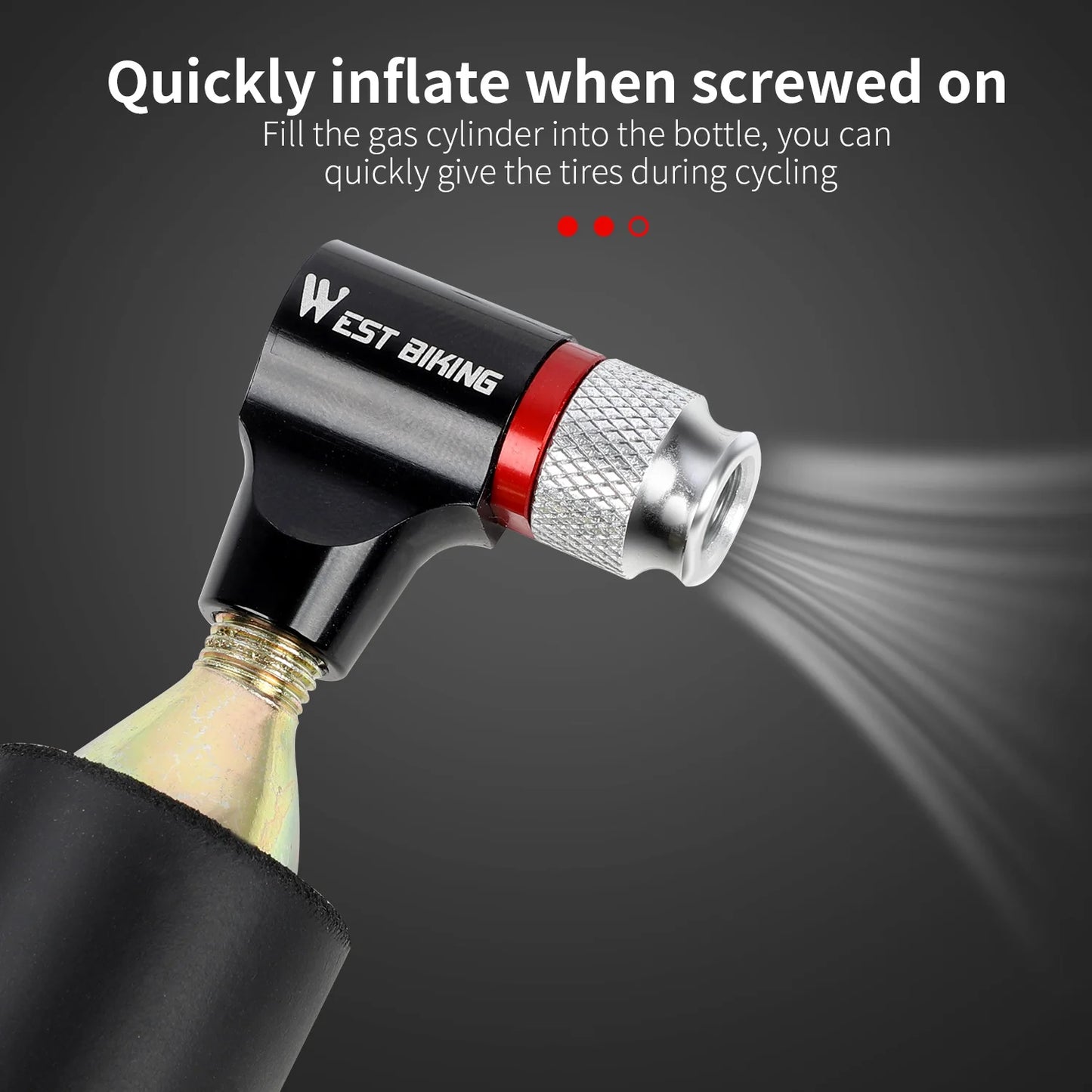 WEST BIKING Portable Bike Pump CO2 Air Inflator Insulated Cover Schrader & Presta Valve Mini Bicycle Pump Bicycle Accessories