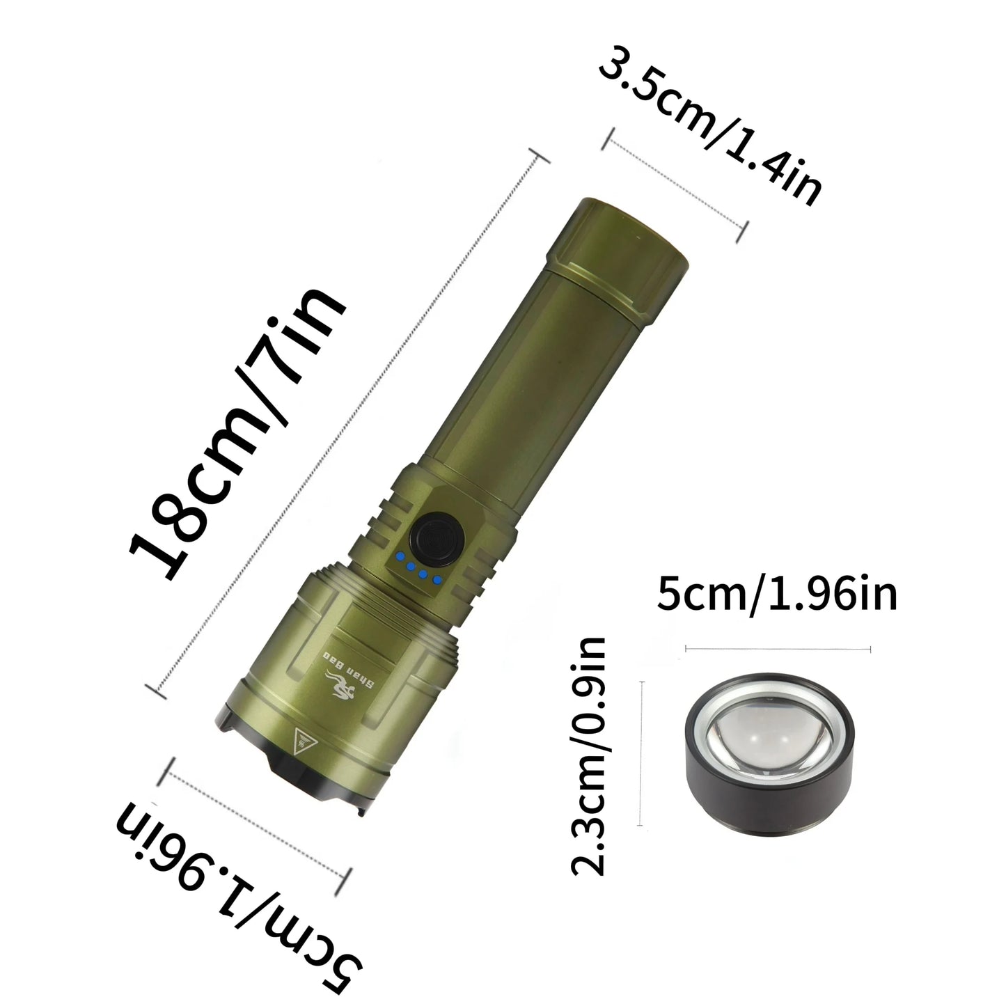 Outdoor Zoom Waterproof Flashlight Super Bright Light Focused Light Source Can Light a Flame (3000LM)