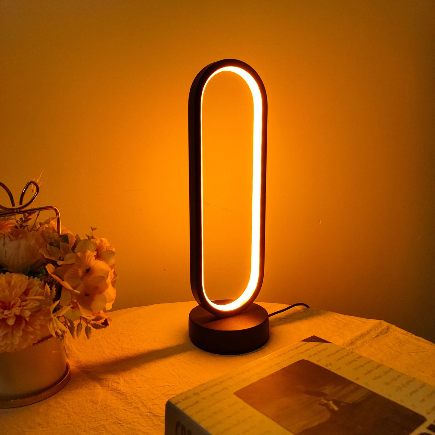 Bedroom Ring Lamp Living Room Three-color Dimming Bedside Lamp LED Night Light