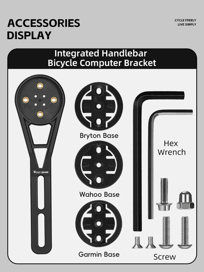 WEST BIKING Cycling Computer Holder For Garmin/Bryton/Wahoo Speedometer Bike Lights&Camera Mount MTB Road Bicycle Accessories