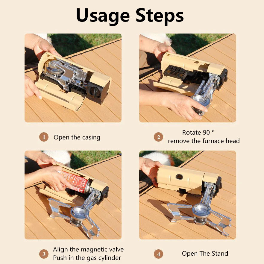 TARKA Camping Cassette Stove Outdoor Folding Gas Burner 2600w Fire Furnace Kitchen Cookware Suitable For Tourist Hiking Picnic
