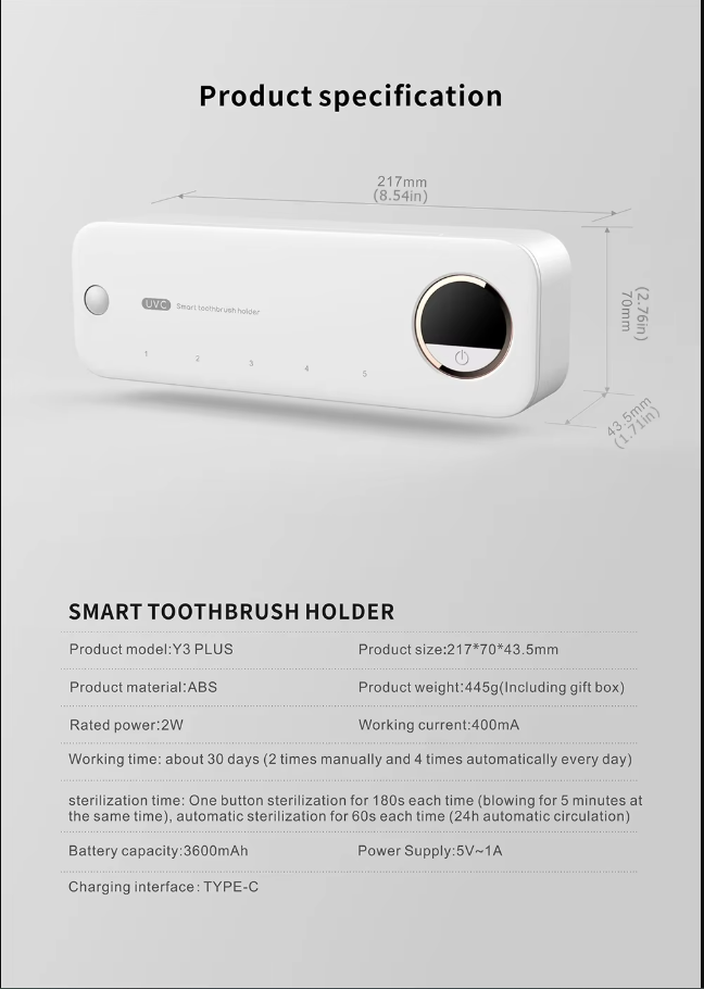 New Xiaomi UV Toothbrush Razor Storage Sterilizer LED Display Rechargeable Tooth Brush Holder Wall-Mount Bathroom Accessories