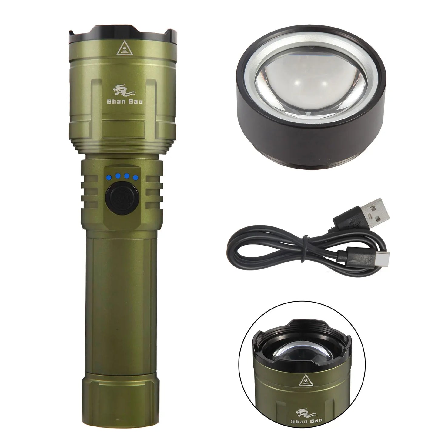 Outdoor Zoom Waterproof Flashlight Super Bright Light Focused Light Source Can Light a Flame (3000LM)