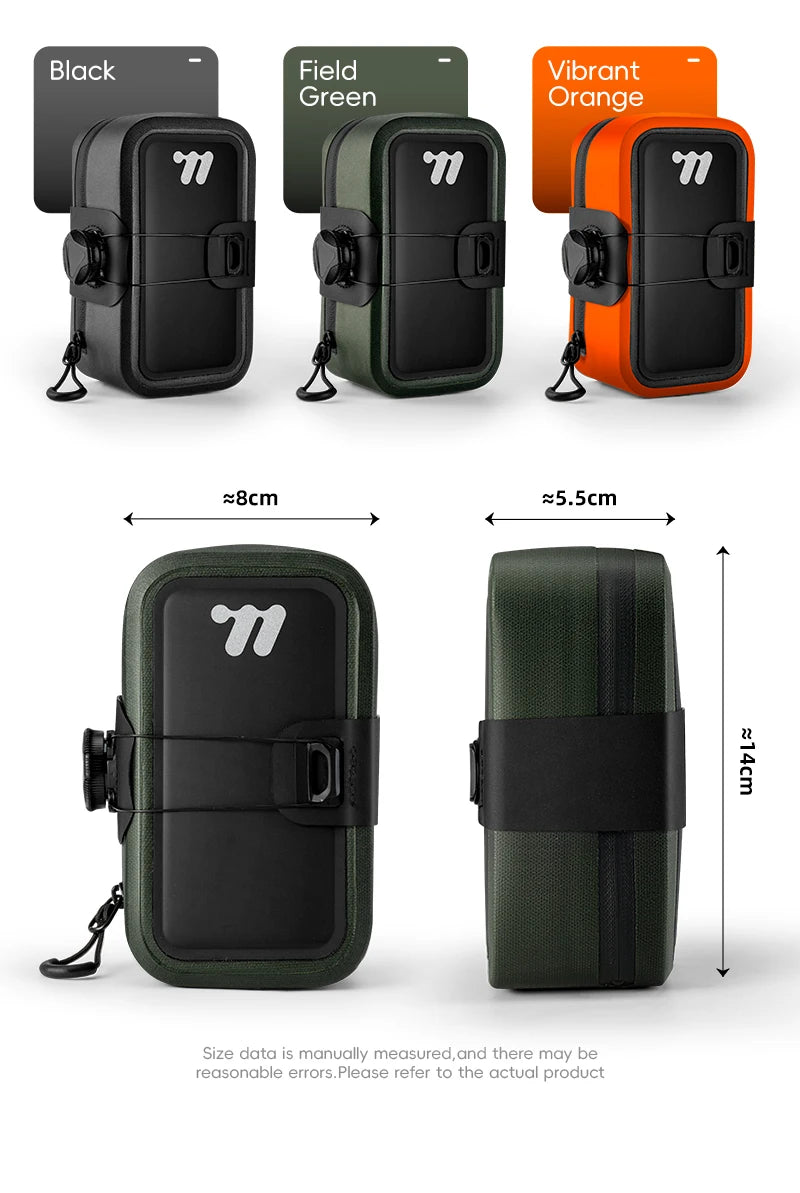 WEST BIKING Bicycle Saddle Bag 600D TPU Seamless Waterproof Wear-Resistant Rotating Lacing Buckle Mini Saddlebag Bike Accessory
