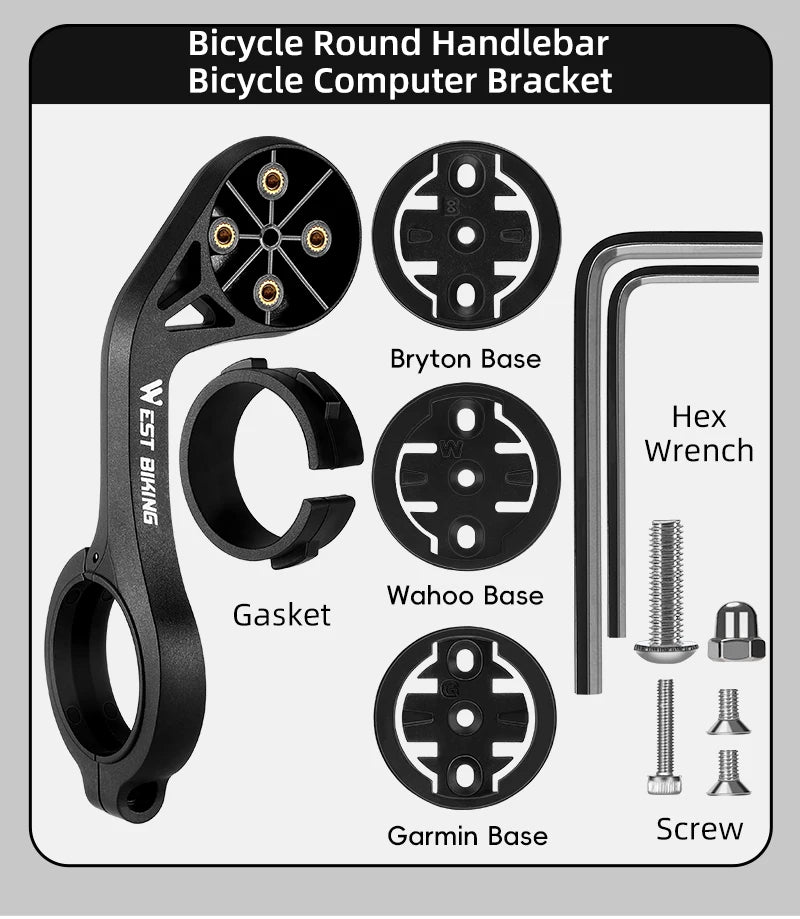 WEST BIKING Cycling Computer Holder For Garmin/Bryton/Wahoo Speedometer Bike Lights&Camera Mount MTB Road Bicycle Accessories