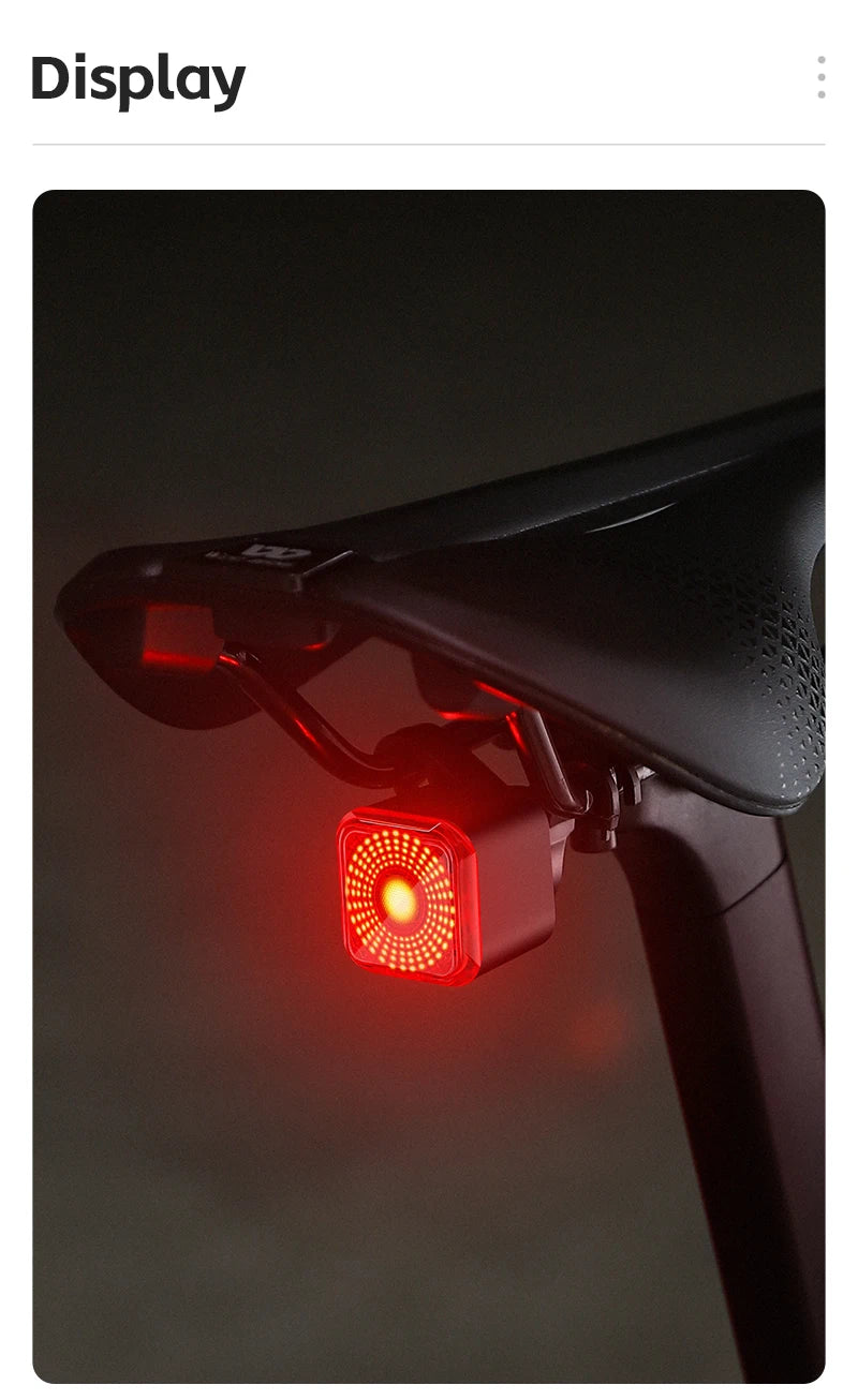 WEST BIKING Bicycle Rear Light Brake Sensing Digital Power Display Auto Start/Stop Long Endurance Taillight Cycling Accessories