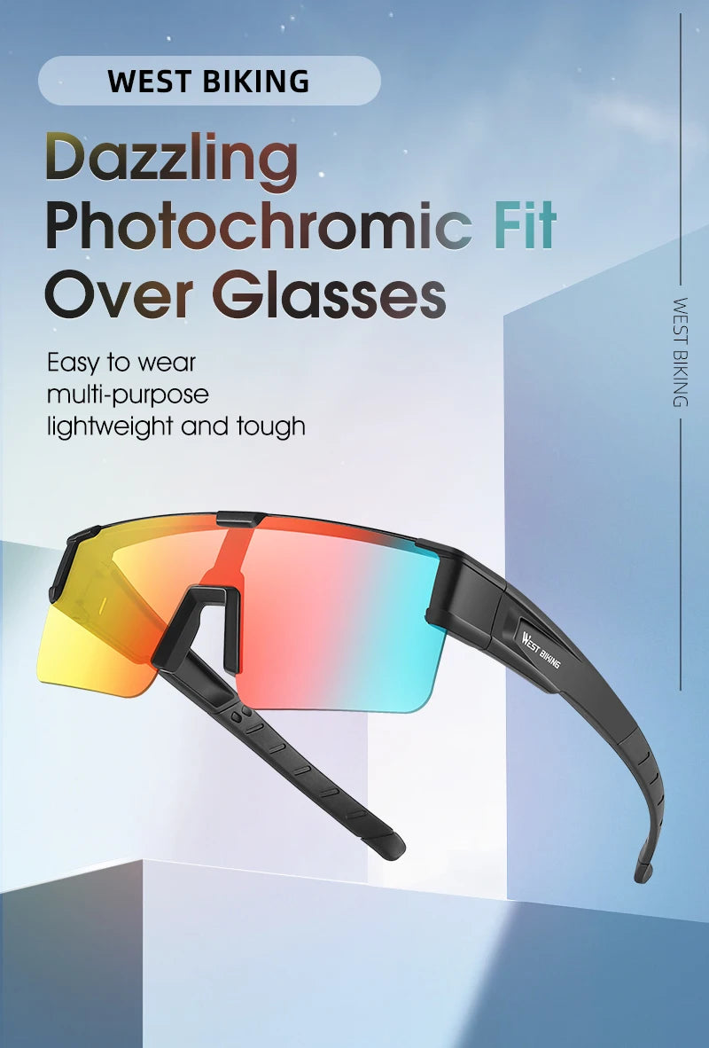WEST BIKING Cycling Glasses Photochromic MTB Road Bike Glasses UV400 Protection Sunglasses Sport Polarized Eyewear Goggles