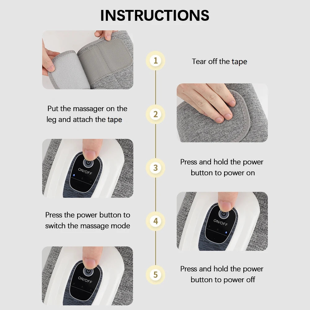 Electric 360° Air Pressure Calf Massager Wireless Leg Massage 3 Mode Airbag Compression Relax Foot Calf Muscle Blood Circulation