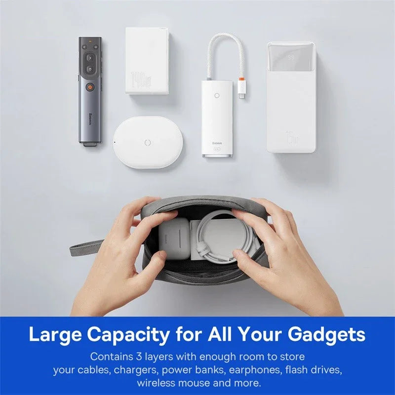 Portable Storage Bag Waterproof Grease Proof For iPhone 15 Pro Max Earphone Power Bank Cable Charger PC Digital Accessories Bag