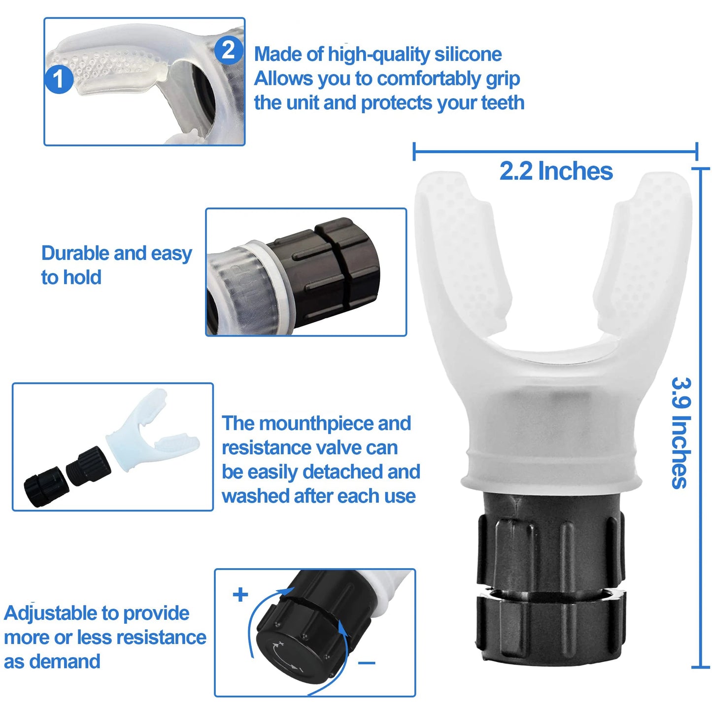 Breathing Trainer Lung Flexer Durable Fitness Exerciser Increases Lung Capacity Breath Adjustable Levels Deep Breath