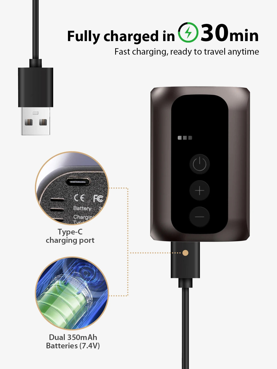 BSCOBBER A5mini Portable Air Pump Portable Rechargeable Wireless Bicycle Accessories Tire Inflator  100PSI High Pressure