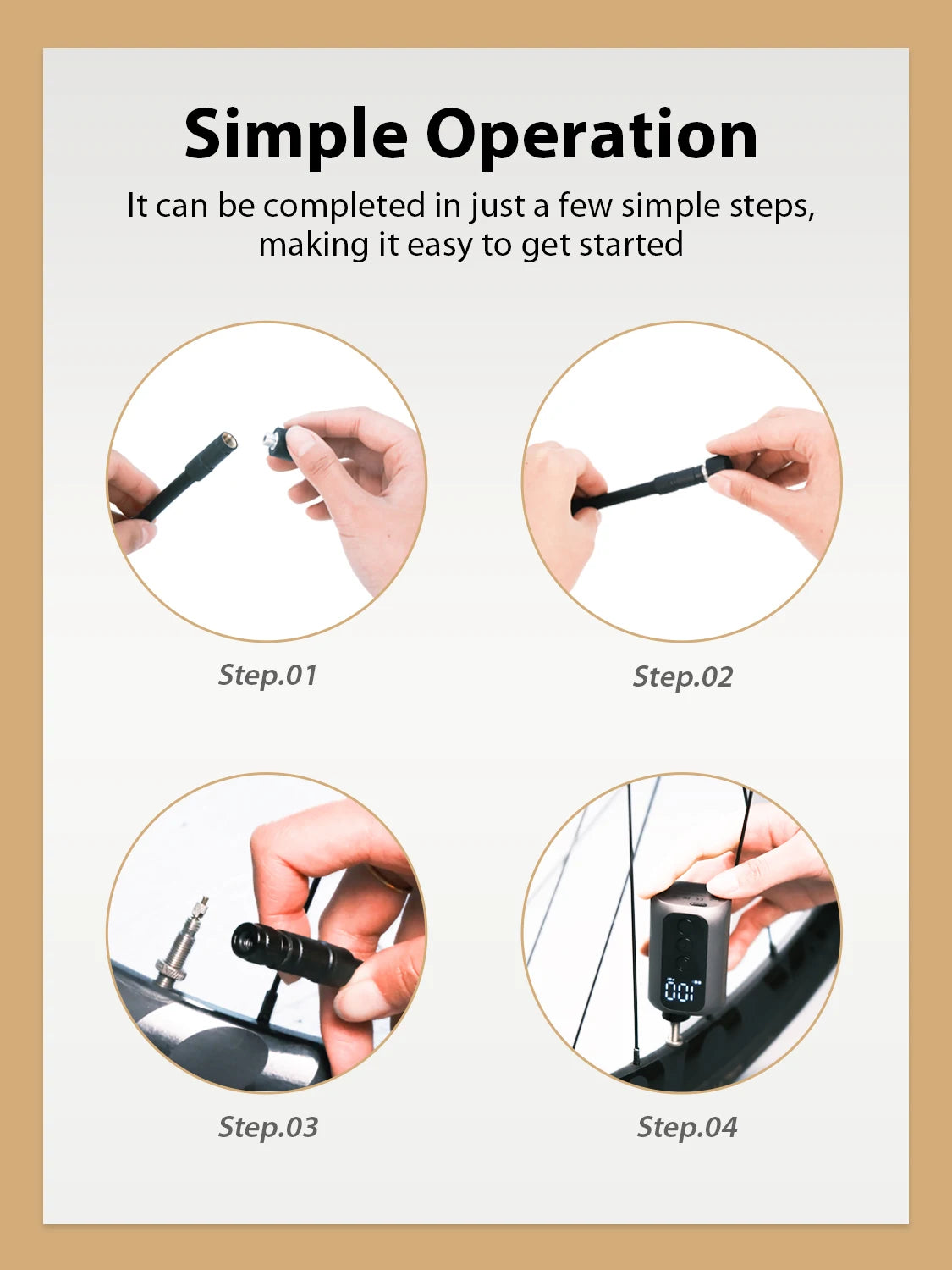 BSCOBBER A5mini Portable Air Pump Portable Rechargeable Wireless Bicycle Accessories Tire Inflator  100PSI High Pressure