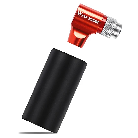 WEST BIKING Portable Bike Pump CO2 Air Inflator Insulated Cover Schrader & Presta Valve Mini Bicycle Pump Bicycle Accessories