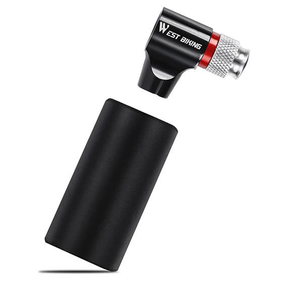 WEST BIKING Portable Bike Pump CO2 Air Inflator Insulated Cover Schrader & Presta Valve Mini Bicycle Pump Bicycle Accessories
