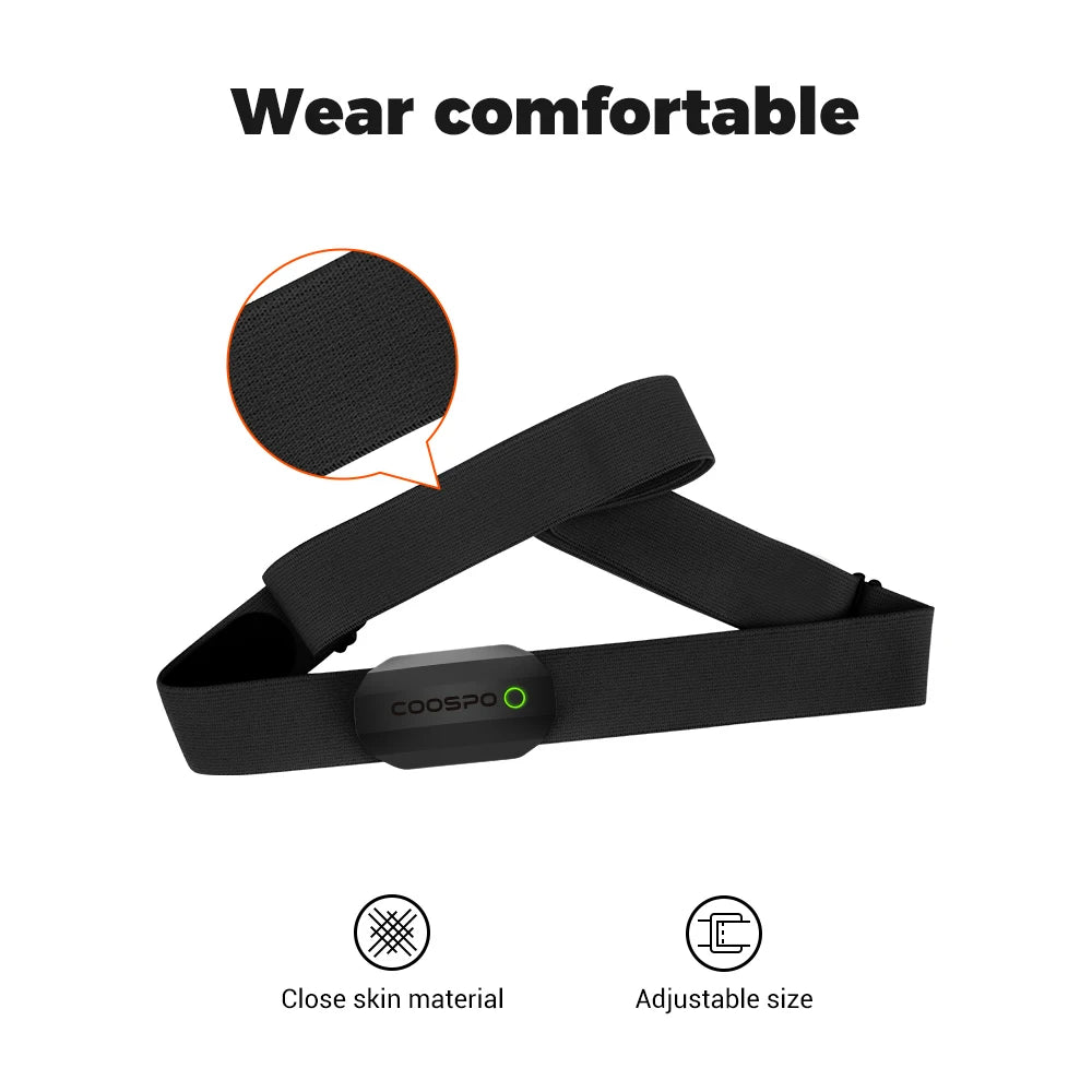 COOSPO Heart Rate Sensor With Chest Strap Dual Mode ANT Bluetooth H808S Cycling Computer for Wahoo Garmin Zwift Sports Monitor