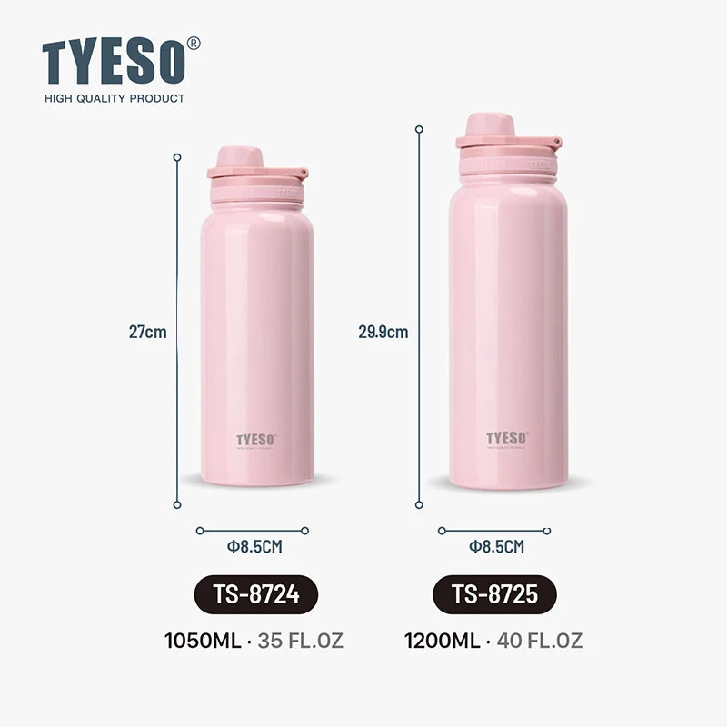Tyeso Stainless Steel Thermal Water Bottle Portable Tumbler Sport Vacuum Flask Keeps Cold and Heat Thermal Mug Car Insulated Cup