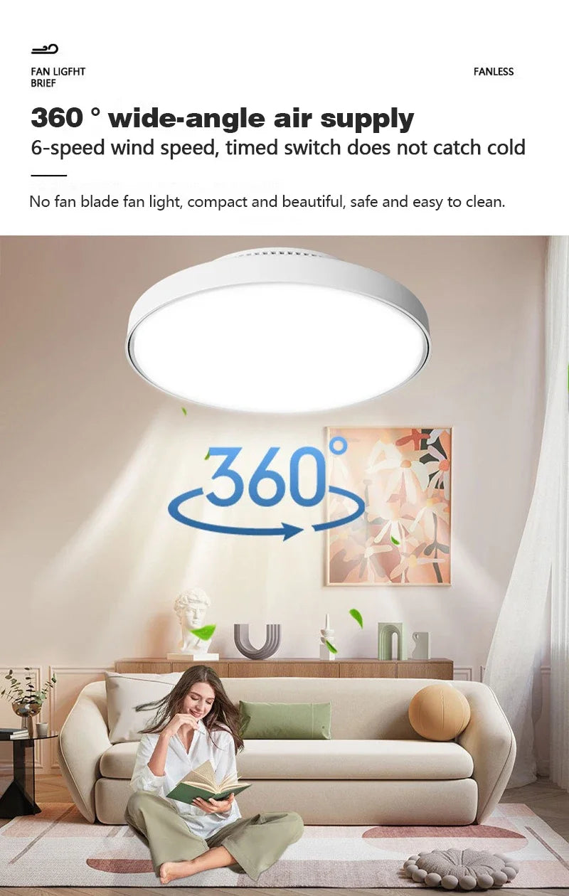 Modern LED Ceiling Fan Lights Invisible Leaf Less Low Decibel Remote Dimming Fan Lights Bedroom Living Room Home Electric Fan
